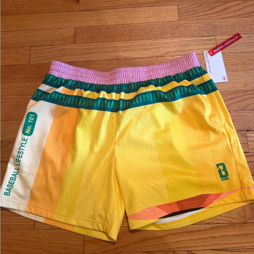 Baseball Lifestyle Yellow Mesh Shorts